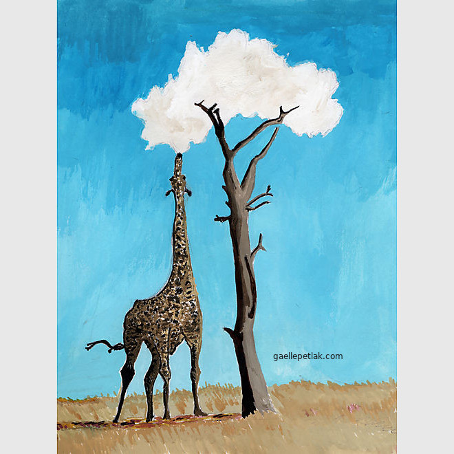 Gaelle Petlak - Dessin d'une girafe nuage